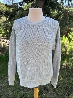 GAP Women’s Crewneck Textured Sweater - Light Gray